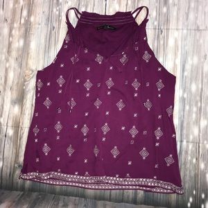 WHBM purple halter blouse size XL boho w/ tassels